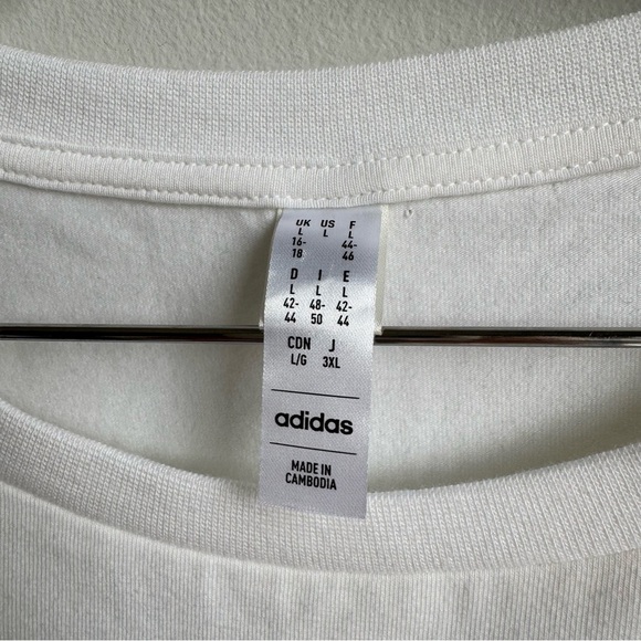 Adidas Sportswear ESSENTIALS 3 STRIPES BABY T-shirt Jersey Crop Top B&W size L - Picture 9 of 11